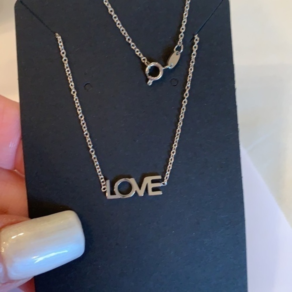 MB LOVE spell out delicate silver tone